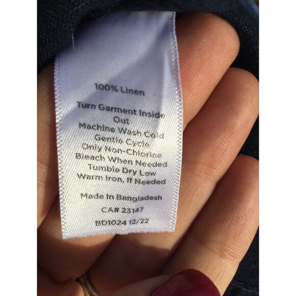 Talbots linen jacket womens P petite navy blue preppy classic coastal old money - Picture 11 of 12